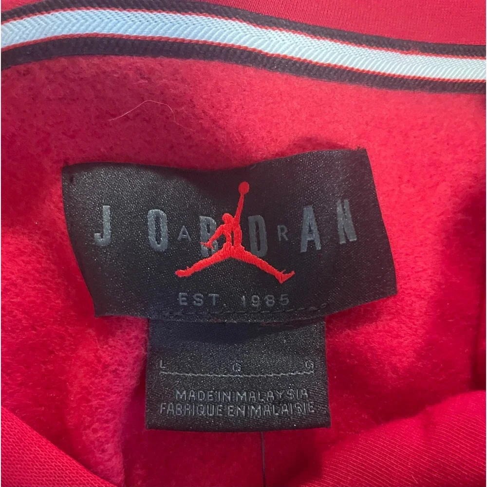 Jordan Mens Holiday Fireplace Graphic Fleece Hoodie Red Size L